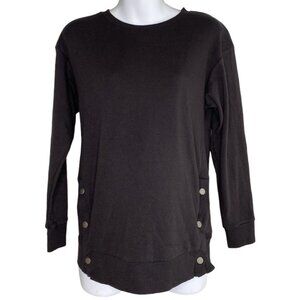 Isabel Maternity Sweatshirt Top Women's XS Black Expandable Snap-Hem Long Sleeve